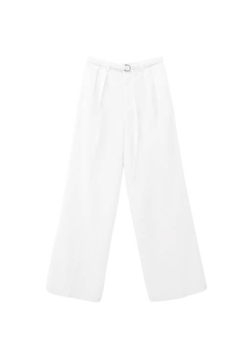 Wide-Leg Pantolon ve Tek Omuzlu Bluz Kombini