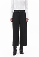 Bayan Siyah Kemer Detaylı Culotte Pantolon