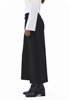 Bayan Siyah Kemer Detaylı Culotte Pantolon