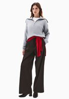 Bayan Kahverengi Yüksek Bel Wide-Leg Pantolon