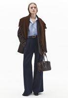 Bayan Lacivert Yüksek Bel Wide-Leg Pantolon