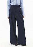 Bayan Lacivert Yüksek Bel Wide-Leg Pantolon