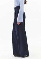 Bayan Lacivert Yüksek Bel Wide-Leg Pantolon
