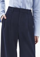 Bayan Lacivert Yüksek Bel Wide-Leg Pantolon