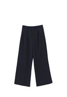 Bayan Lacivert Yüksek Bel Wide-Leg Pantolon