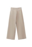 Bayan Bej Yüksek Bel Wide-Leg Pantolon