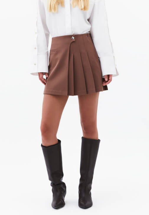 Mini Etek ve Kürk Kaban Kombini