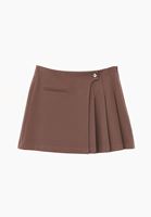 Bayan Kahverengi Pileli Mini Etek
