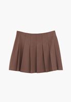 Bayan Kahverengi Pileli Mini Etek