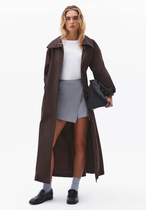 Gri Yüksek Bel Şort Etek