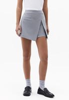 Bayan Gri Yüksek Bel Şort Etek