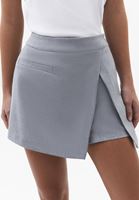 Bayan Gri Yüksek Bel Şort Etek