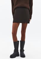 Bayan Kahverengi Yırtmaçlı Mini Şort Etek