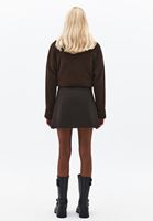 Bayan Kahverengi Yırtmaçlı Mini Şort Etek