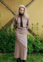 Bayan Kahverengi Crop Gömlek Ceket