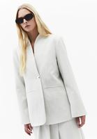 Bayan Krem Oversize Blazer Ceket