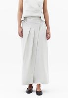 Bayan Krem Pile Detaylı Uzun Etek
