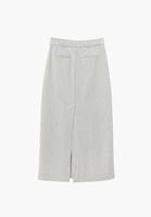 Bayan Krem Pile Detaylı Uzun Etek