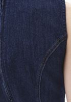 Bayan Lacivert Yırtmaçlı Mini Denim Elbise