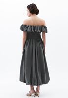 Bayan Yeşil Omuz Açık Balon Elbise