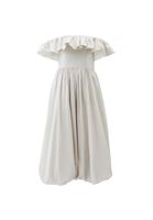 Bayan Krem Omuz Açık Balon Elbise