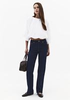 Bayan Beyaz Crop Balon Bluz