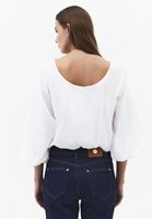 Bayan Beyaz Crop Balon Bluz