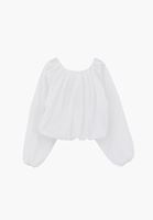 Bayan Beyaz Crop Balon Bluz