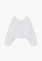 Bayan Beyaz Crop Balon Bluz