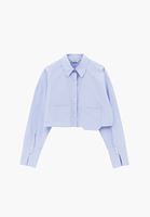 Bayan Çok Renkli Cep Detaylı Crop Gömlek