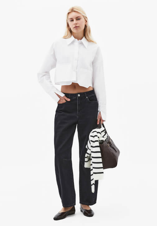 Crop Gömlek ve Pantolon Kombini