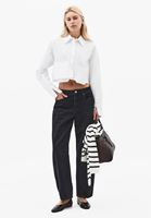 Bayan Beyaz Cep Detaylı Crop Gömlek