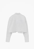 Bayan Beyaz Cep Detaylı Crop Gömlek