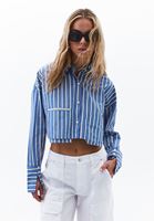 Bayan Çok Renkli Cep Detaylı Crop Gömlek