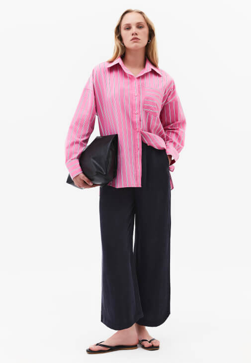  Oversize Gömlek ve Tencel Pantolon Kombini