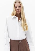 Bayan Beyaz Kol Detaylı Oversize Gömlek
