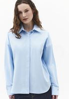 Bayan Mavi Loose-Fit Poplin Gömlek