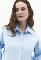 Bayan Mavi Loose-Fit Poplin Gömlek