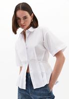 Bayan Beyaz Pile Detaylı Gömlek