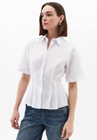 Bayan Beyaz Pile Detaylı Gömlek