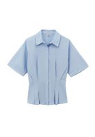 Bayan Mavi Pile Detaylı Gömlek