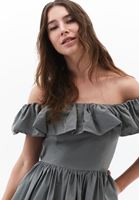 Bayan Yeşil Omuz Açık Mini Balon Elbise