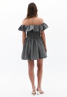 Bayan Yeşil Omuz Açık Mini Balon Elbise