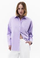 Bayan Lila Oversize Poplin Gömlek