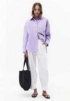 Bayan Lila Oversize Poplin Gömlek
