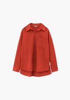 Bayan Turuncu Oversize Poplin Gömlek