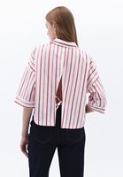 Bayan Çok Renkli Bağlama Detaylı Crop Gömlek