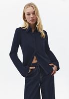 Bayan Lacivert Slim-Fit Gömlek