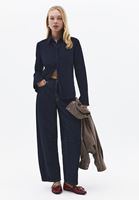 Bayan Lacivert Slim-Fit Gömlek