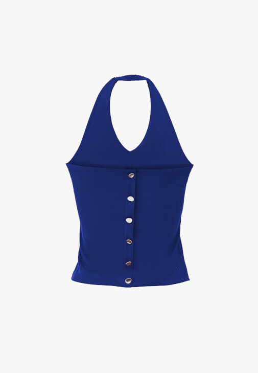 Halter Yaka Bluz ve Barrel-Fit Denim Kombini